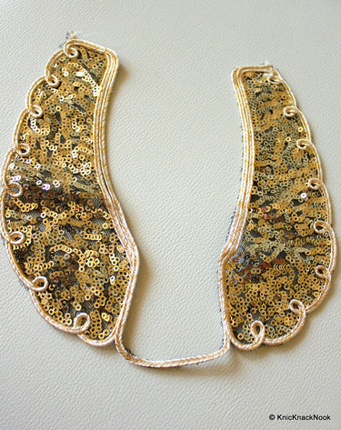Black Mesh Gold Sequins Neck Collar Trim